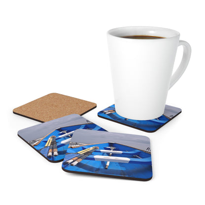 Blue Rescue Corkwood Coaster Set